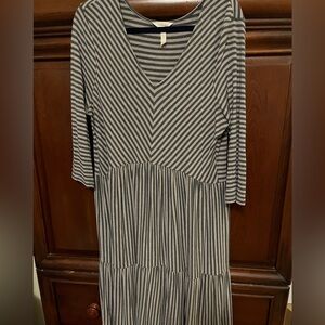 Matilda Jane Lovely Day Gray Stripe Knit Dress Large